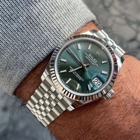 olive green dial rolex|rolex date just green dial.